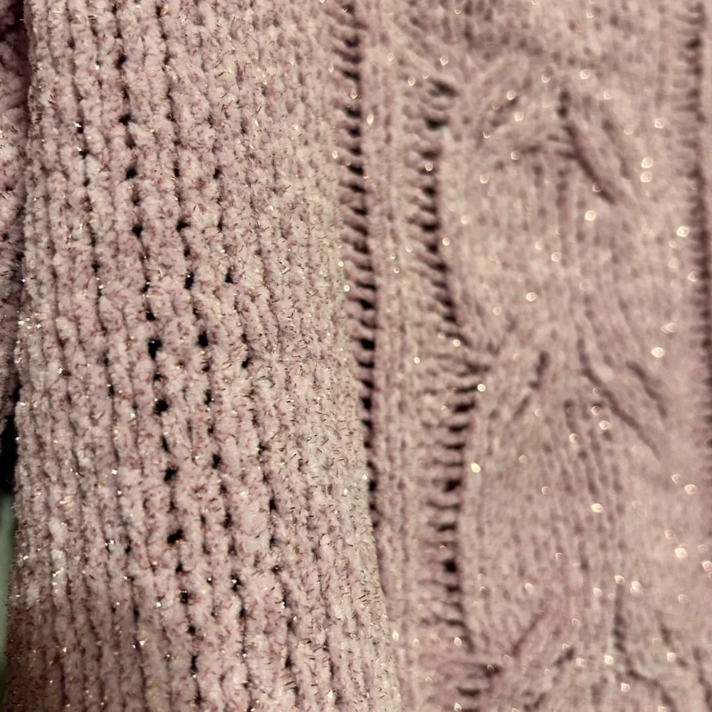 Justice Girl’s‎ XS 5-6 Cable Knit Crop Sweater Purple NWT